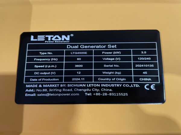 Generador híbrido LETON® POWER LTG4500E (3.5 kW) - Image 4